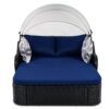 Outdoor Sunbed With Adjustable Canopy, Double Lounge, Daybed - Black / Blue - Image 9