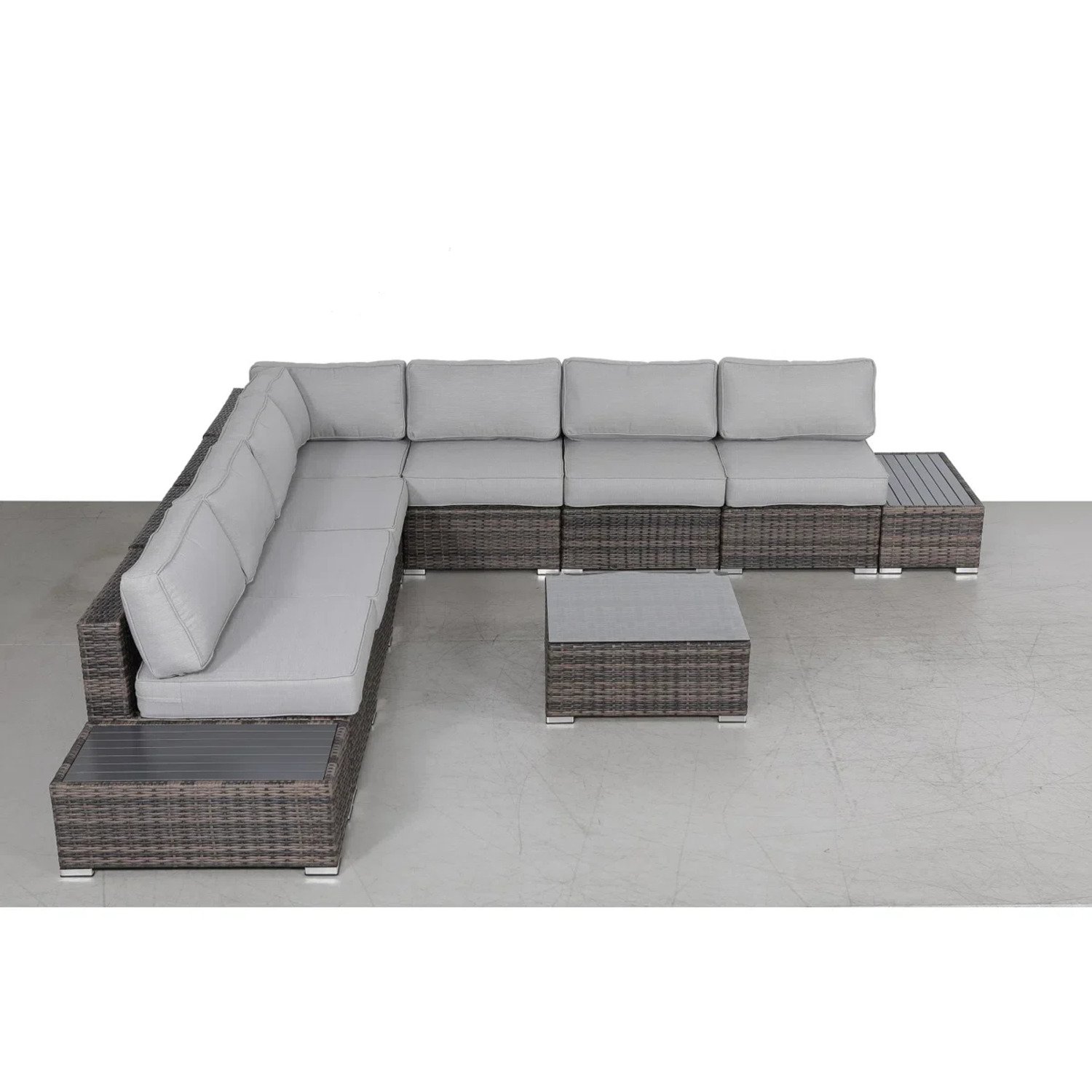 Wicker 6 Person Sectional Seating Group With Plush Cushions - Brown - Image 5