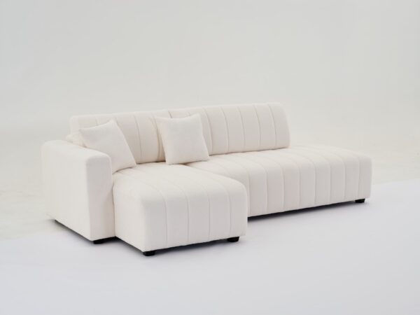 Jessica - Lamb Wool Left Facing Sectional Sofa With Chaise - Beige
