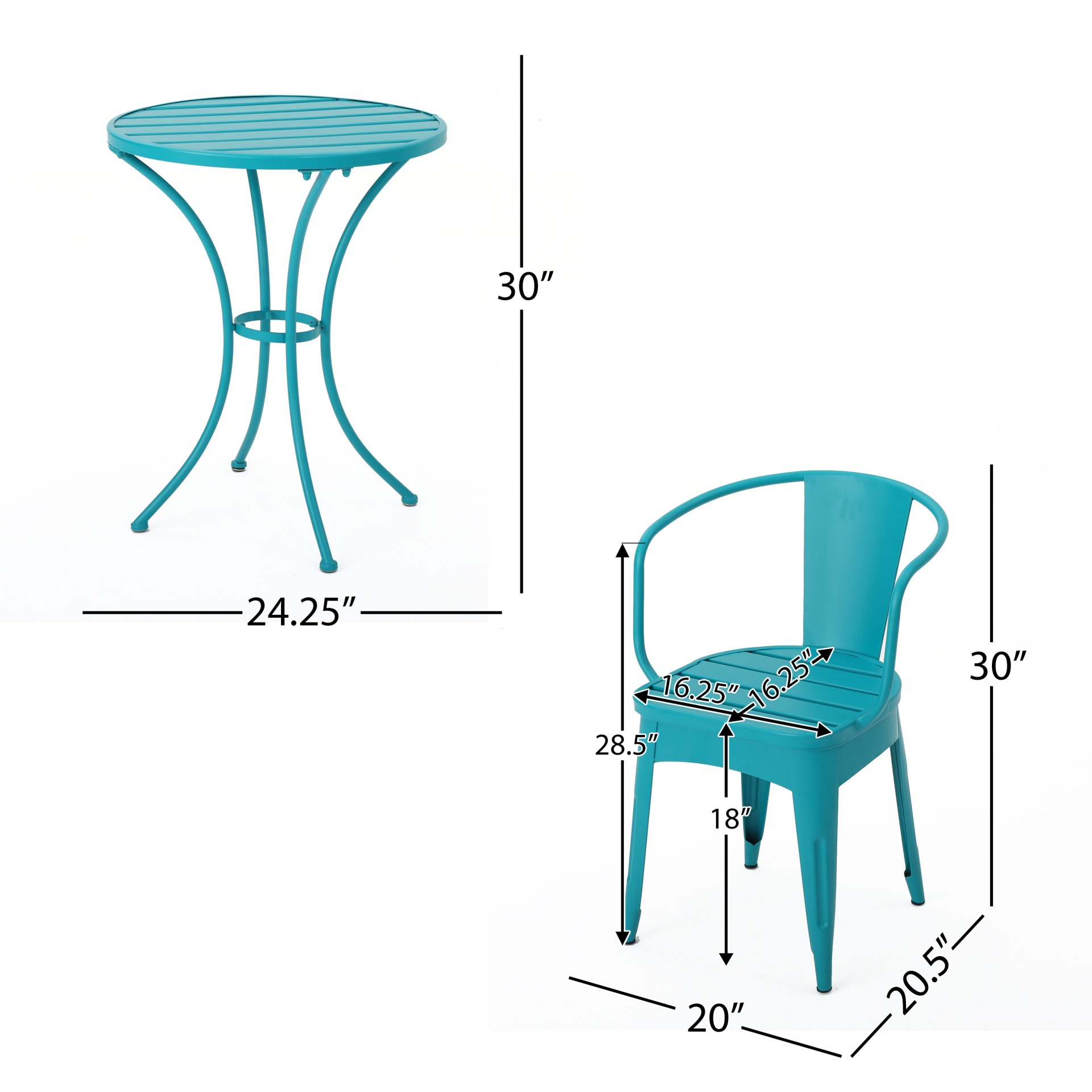 Colmar - 3 Piece Metal Set - Teal - Image 3