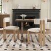 Modern Upholstered Armless Dining Chairs With Metal Legs (Set of 2) - Beige - Image 2
