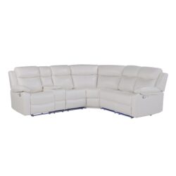 Left Arm Facing Sectional Sofa With Recline And Storage - White