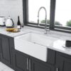 Sink 30" Apron Front Reversible Single Bowl Kitchen Sink With Grid, Strainer - White - Image 8