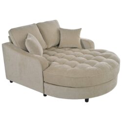 Modern Chaise Lounge Sofa Bed Upholstered Sofa Couch With Tufted Seat And Detachable Pillows For Living Room - Champagne