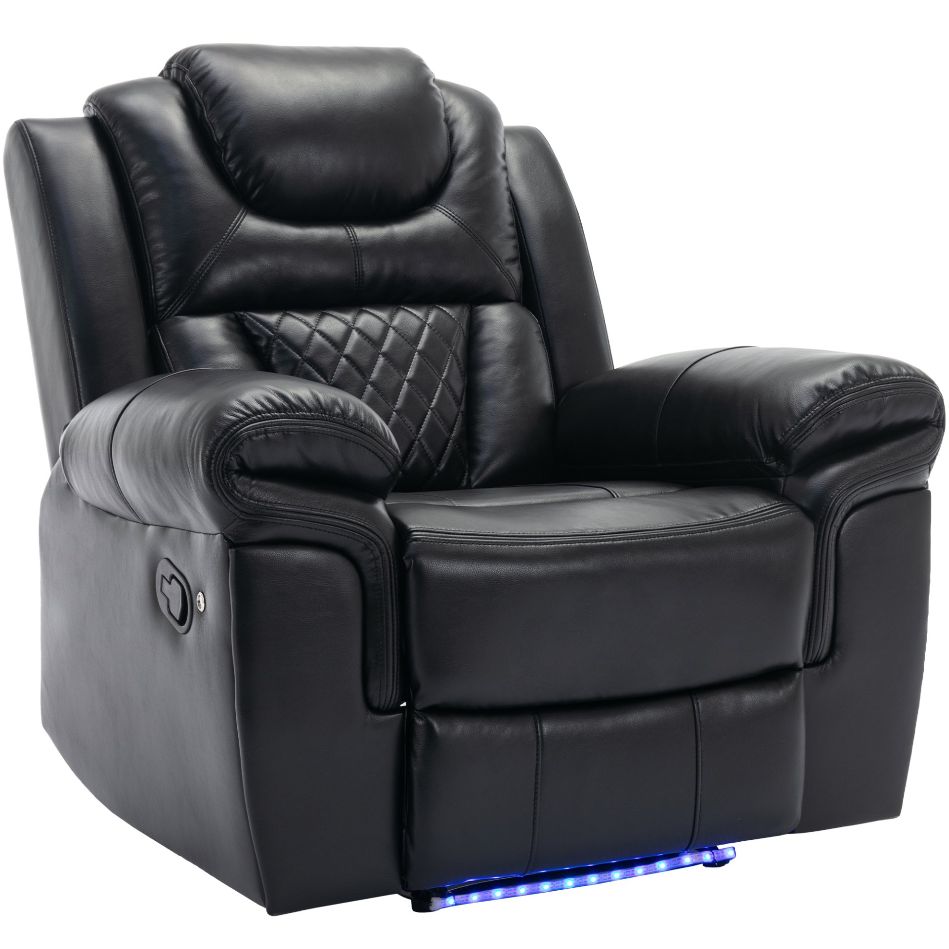 3 Pieces Recliner Sofa Sets Home Theater Seating Manual Recliner Chair With Center Console And Led Light Strip For Living Room - Black - Image 24