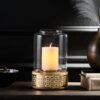 Lippert Boho Handcrafted Mango Wood Hurricane Candle Holder With Tempered Glass And Metal Accents, Large - Natural - Image 4