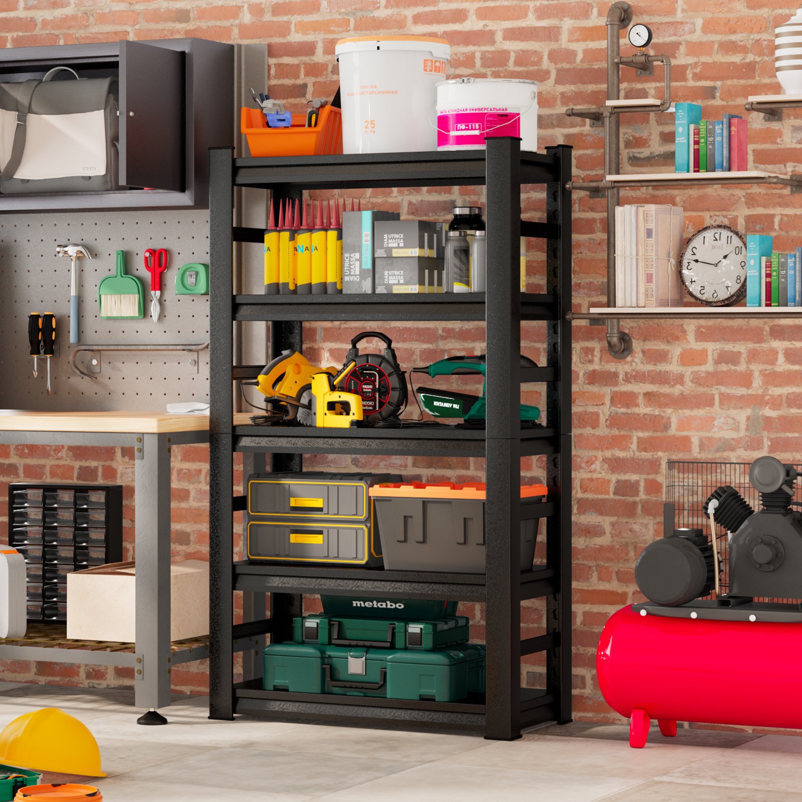 Adjustable Heavy Duty Shelving 5 Tier Storage Shelves, 2000Lbs Load, Kitchen, Garage - Black - Image 16