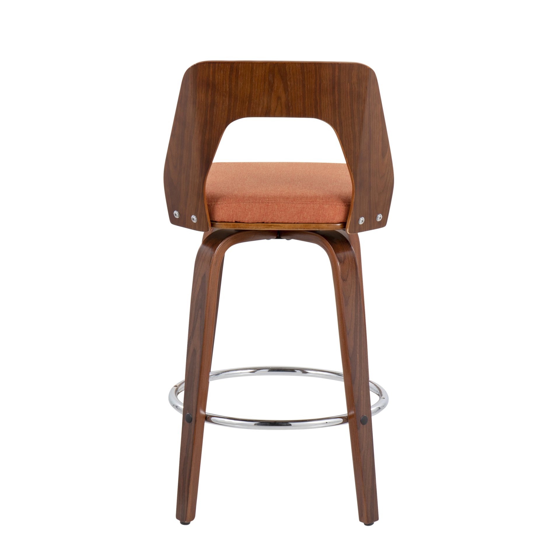Trilogy - Mid-Century Modern Counter Stool (Set of 2) - Walnut / Orange - Image 5