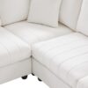Modern Sectional Sofa With Vertical Stripes, 2 Pillows, 5 Seat Couch With Convertible Ottoman, Various Combinations, L-Shape Indoor Furniture - White - Image 10