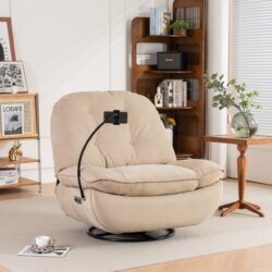 Power Recliner Swivel Glider USB Charger With Bluetooth Music Player Different Function Sleep Working Game And Leisure - Camel