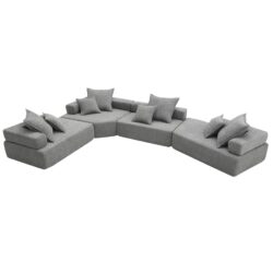Oversized Modular U Shaped Sectional Sofa, Luxury Boucle Floor Couch Set, Convertible Sleeper Couch, Spacious Foam-Filled Sofa Bed, 4 Piece Free Combination - Gray
