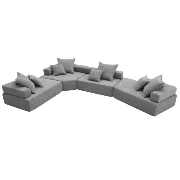 Oversized Modular U Shaped Sectional Sofa, Luxury Boucle Floor Couch Set, Convertible Sleeper Couch, Spacious Foam-Filled Sofa Bed, 4 Piece Free Combination - Gray