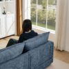 Modern Modular Sectional Sofa Shaped Couch Set With Movable Ottoman - Blue - Image 12