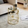 Modern Side Table With Mirror Top And Metal Frame - Gold / Clear - Image 7