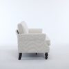 Rolled Arm Sofa With Nailhead Trim 3 Seater Upholstered Couch With Wooden Legs For Living Room Or Bedroom Deep Seat Design - Beige - Image 6