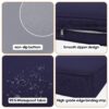 14 Pack Cushion Covers For 7 Piece Wicker Rattan Sectional Sofa (6 Seater), Outdoor Seat And Back Slipcovers With Zippers - Navy Blue - Image 4