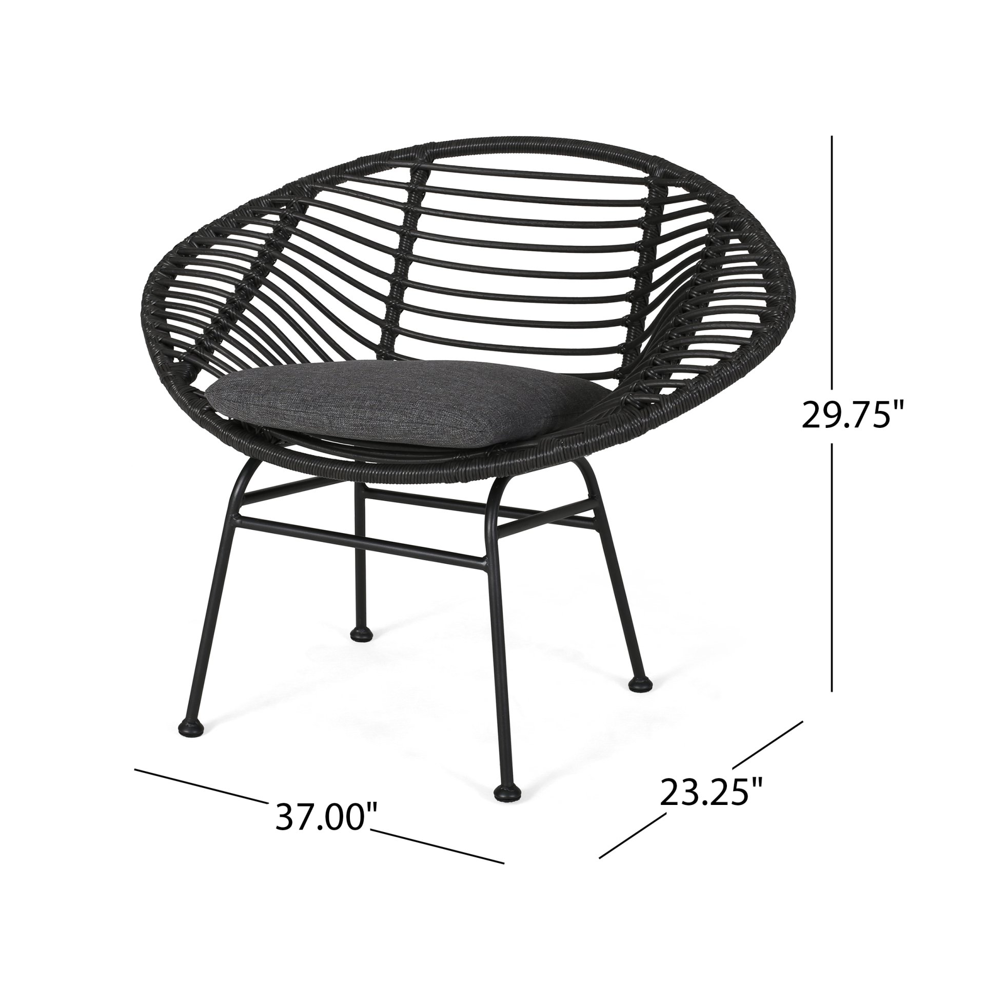 Cordella - Outdoor Woven Wicker Chairs With Cushions, (Set of 2) - Gray - Image 3