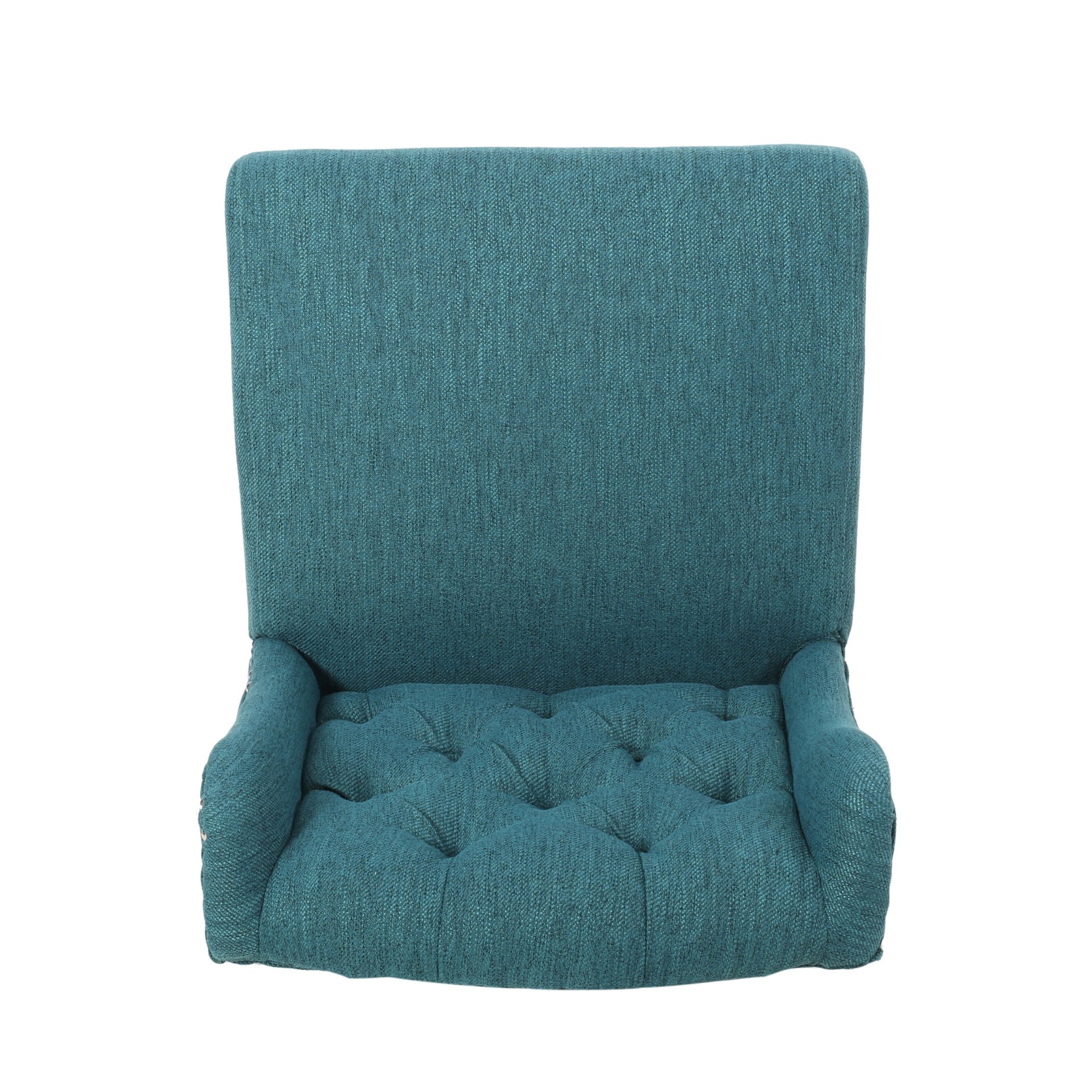 Vienna - Contemporary Fabric Tufted Wingback Counter Stools, (Set of 2) - Teal / Dark Brown - Image 9