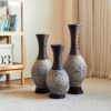 Desktop Vase, Classic And Neat Floor Vase, High Independent Flower Stand, Home Decoration Flower Stand (Set of 3) - Brown White - Image 2