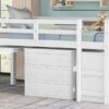 Full Loft Low Study Bed With Cabinet, Shelves And Rolling Portable Desk, Multiple Functions - White - Image 18