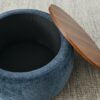 Round Storage Ottoman With 2 In 1 Function As End Table And Ottoman, Eucalyptus Wood And Foam - Dark Blue - Image 5