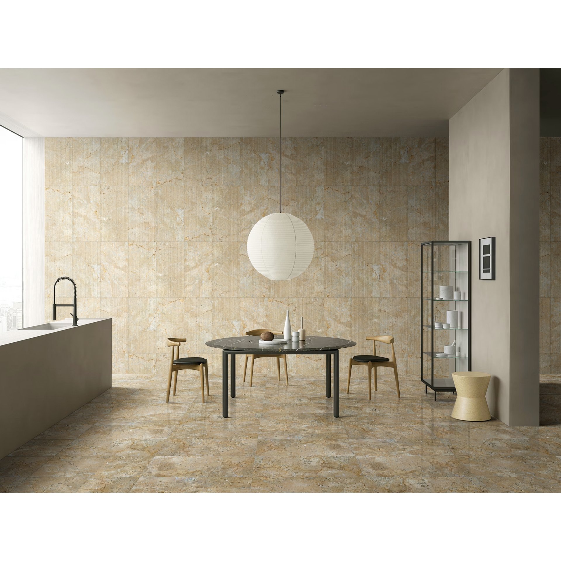Marble For Floor And Wall Polished Marble Tile Stone (Set of 4) - Beige / Gold - Image 2