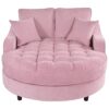 Modern Chaise Lounge Sofa Bed Upholstered Sofa Couch With Tufted Seat And Detachable Pillows For Living Room - Pink - Image 10
