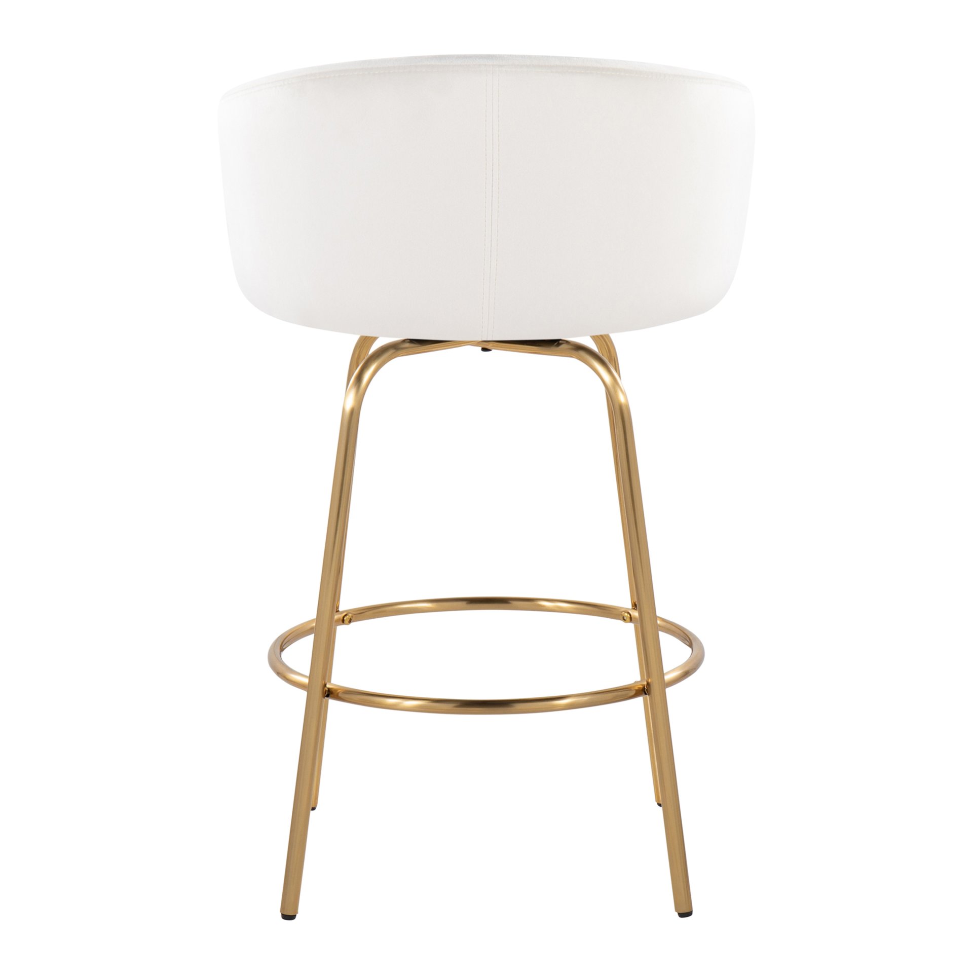 Claire - Contemporary / Glam Counter Stool With Swivel With Round Footrest (Set of 2) - Cream - Image 5