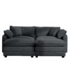 Contemporary Corduroy 2 Seater Sofa With Ottoman Ideal For Small Spaces - Gray - Image 14
