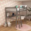 Everest - Full Size For Kids And Toddlers High Loft Bed With Desk And Storage - Gray - Image 2