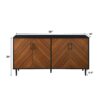 Mid-Century Modern Faux Bookmatch Door Buffet - Acorn / Solid Black - Image 7