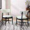 Mid Century Modern Dining Chairs With Unique Open Back And Upholstered Curved Backrest - Black / Beige - Image 2