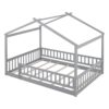 Full Size Bed House Bed Frame With Fence - Gray - Image 5