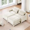 Elegant Chenille 2 Seater Sofa With Ottomans And Lumbar Pillows - Beige - Image 17