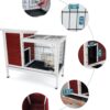 Two Tier Wooden Indoor / Outdoor Rabbit Cage For Small Animals With Runway And Leak-Proof Plastic Tray - Red - Image 4