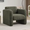 Modern Accent Chair Lambskin Sherpa Upholstered Comfy Reading Arm Chair Soft Padded Armchair With Back And Pillow For Living Room - Seaweed Green - Image 7