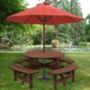 8 Person Wooden Picnic Table, Outdoor Camping Dining Table With Seat, Garden, Diy With 4 Built-In Benches, 2220Lb Capacity - Brown - Image 2