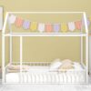 Full Size Bed House Bed Frame With Fence - White - Image 7
