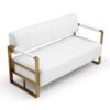 Modern Upholstery Accent Loveseat Sofa For Living Room 2 Seater With Golden Metal Arms - White - Image 2
