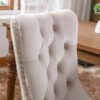 Nikki - Modern, High-End Tufted Solid Wood Contemporary Velvet Upholstered Dining Chair With Wood Legs Nailhead Trim (Set of 2) - Beige - Image 8