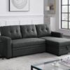 Upholstered Pull Out Sectional Sofa & Chaise - Dark Gray - Image 12