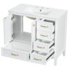Vintage Style 36" Bathroom Vanity With Sink, Soft Closing Door, 4 Different Size Drawers Frame - White - Image 14