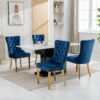Nikki - Modern, High-End Tufted Solid Wood Contemporary Velvet Upholstered Dining Chair With Golden Stainless Steel Plating Legs, Nailhead Trim (Set of 2) - Blue / Gold - Image 15
