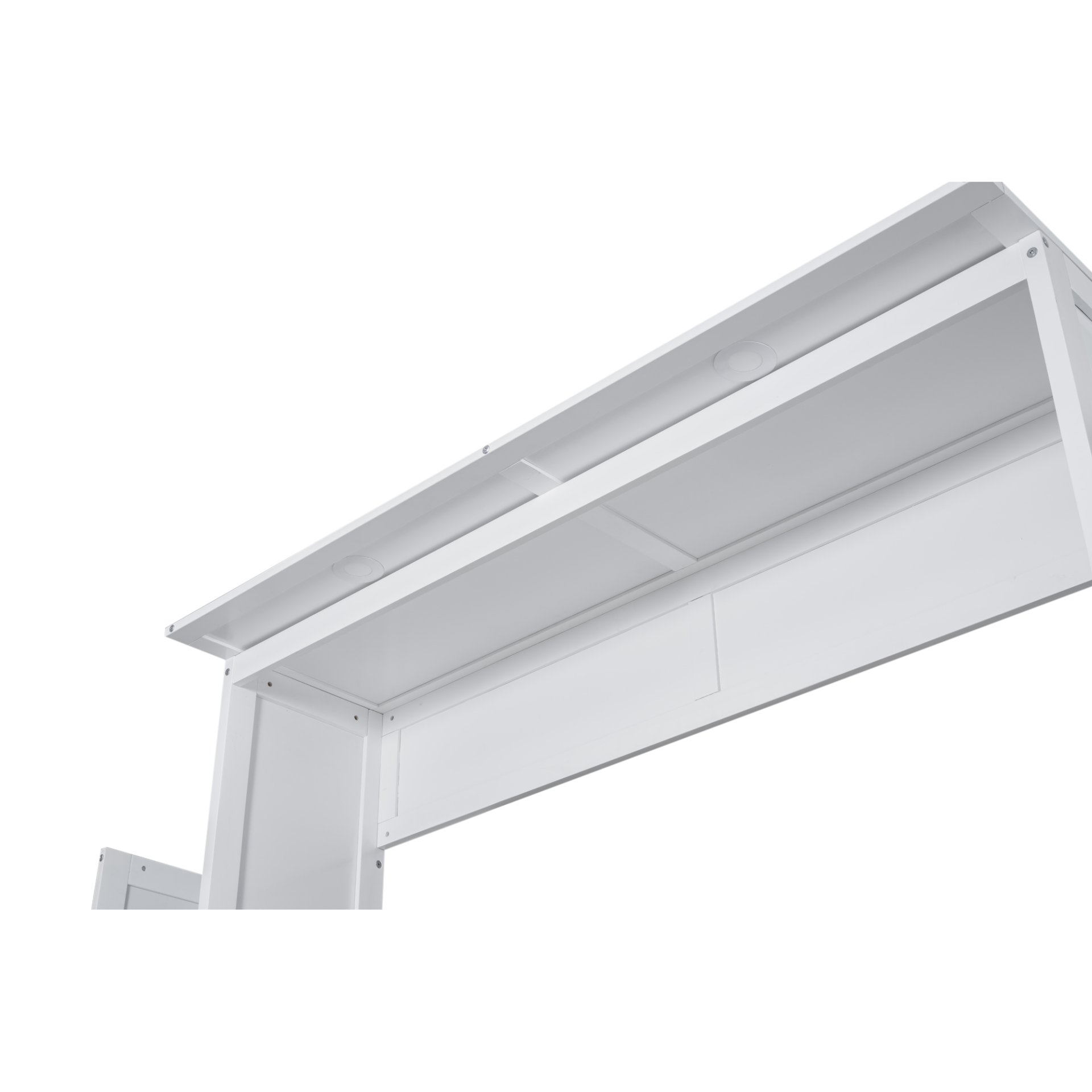 Queen Size Murphy Wall Bed With Shelves And LED Lights - White - Image 18