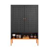 Gjg Hua - Shoe Cabinet With Ergonomic Steel Handle And Breathable Butterfly Door - Black - Image 12