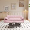 Queen Pull Out Sofa Bed, 3 In 1 Convertible Sleeper Sofa With Side Storage Multifunctional Velvet Loveseat Bed For Living Room - Pink - Image 5