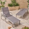 Oxton - Outdoor Chaise Lounge With Adjustable Aluminum Frame - Gray - Image 4