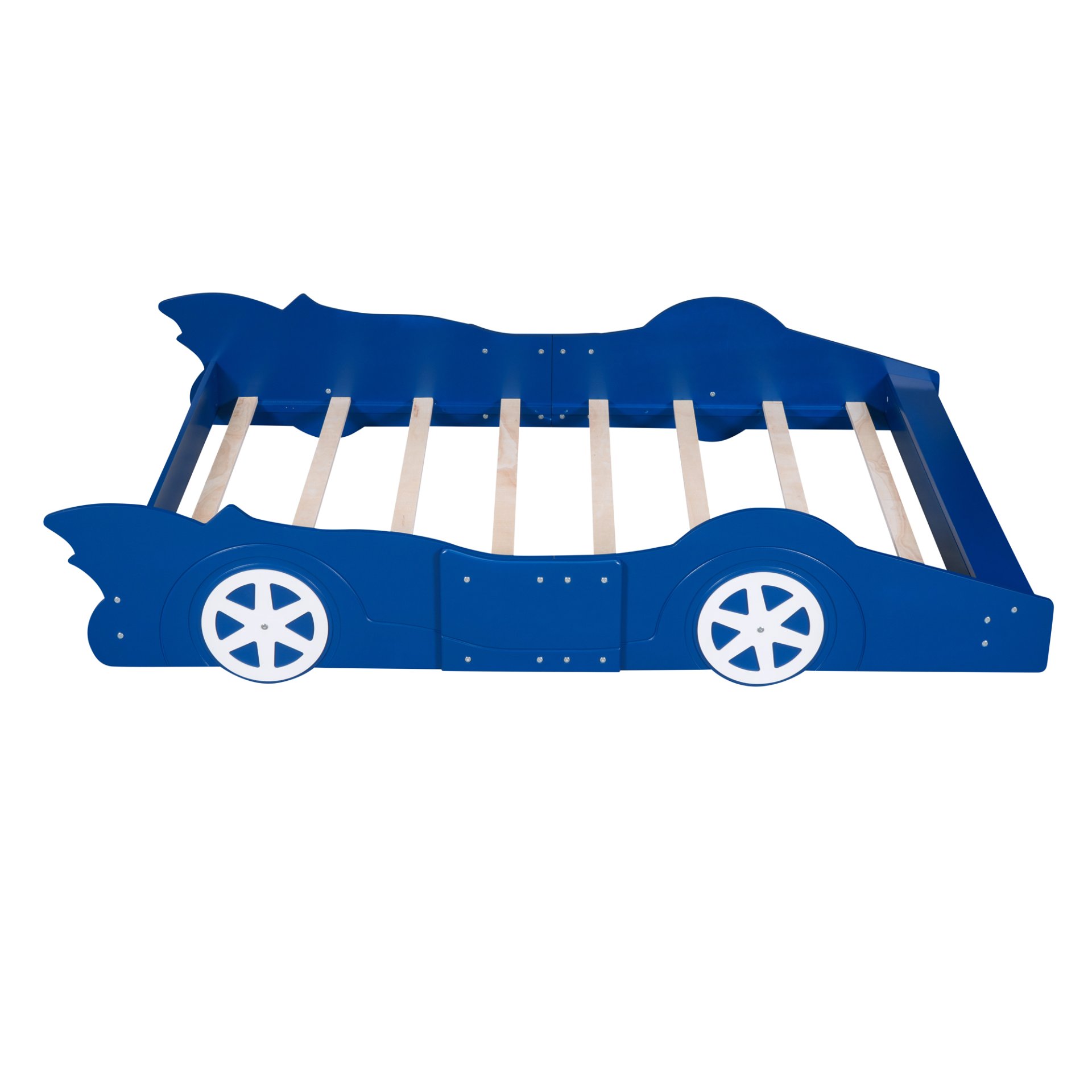 Full Size Race Car-Shaped Platform Bed & Wheels - Blue - Image 6