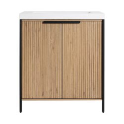 Modern 30" Freestanding Bathroom Vanity With Resin Sink & Soft Close Cabinet Doors - Light Coffee