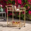 Modern Metal And Glass Bar Cart With Rolling Casters - Gold - Image 2